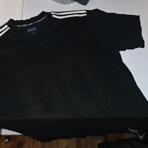 Adidas Men's Black Skateboarding Tee with White Stripes